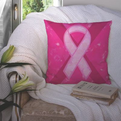 Caroline's Treasures Breast Cancer Battle Flag Fabric Decorative Pillow, 14 x 14, Cancer Awareness Image 2