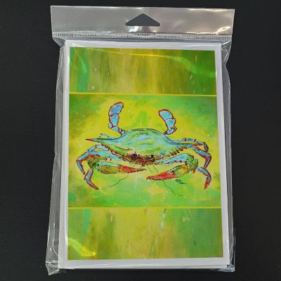 Caroline's Treasures Bright Green Blue Crab Greeting Cards and Envelopes Pack of 8, 7 x 5, Seafood Image 2
