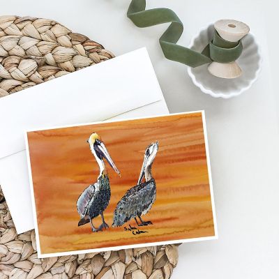 Caroline's Treasures Brown Pelican Hot and Spicy Greeting Cards and Envelopes Pack of 8, 7 x 5, Birds Image 1