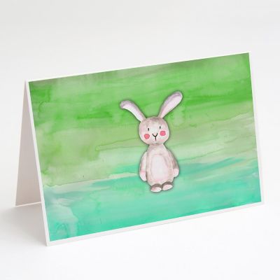 Caroline's Treasures Bunny Rabbit Watercolor Greeting Cards and Envelopes Pack of 8, 7 x 5, Farm Animals Image 1
