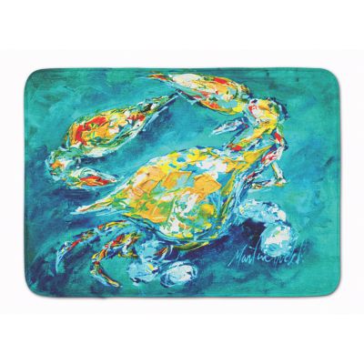 Caroline's Treasures By Chance Crab in Aqua blue Machine Washable Memory Foam Mat, 27 x 19, Seafood Image 1