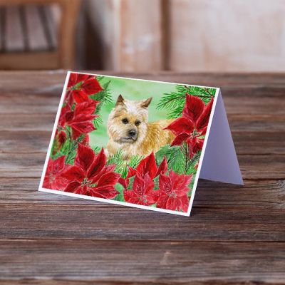 Caroline's Treasures Cairn Terrier Poinsettas Greeting Cards and Envelopes Pack of 8, 7 x 5, Dogs Image 1