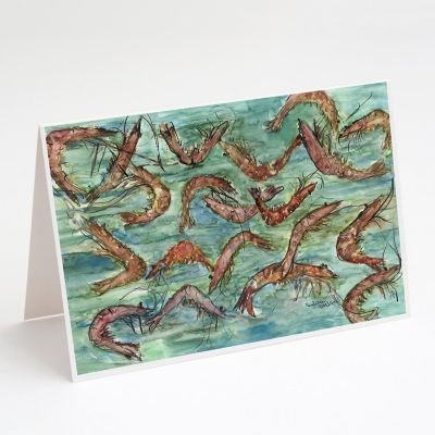 Caroline's Treasures Catch of Shrimp Greeting Cards and Envelopes Pack of 8, 7 x 5, Seafood Image 1