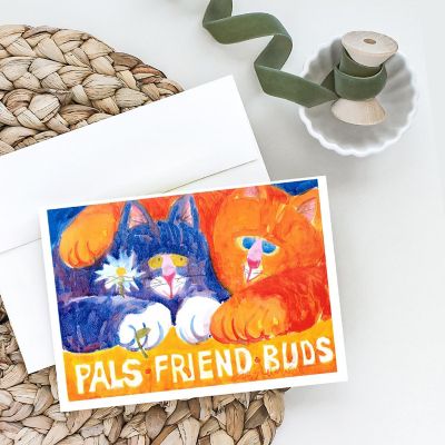 Caroline's Treasures Cats Pals Friends Buds Greeting Cards and Envelopes Pack of 8, 7 x 5, Cats Image 1
