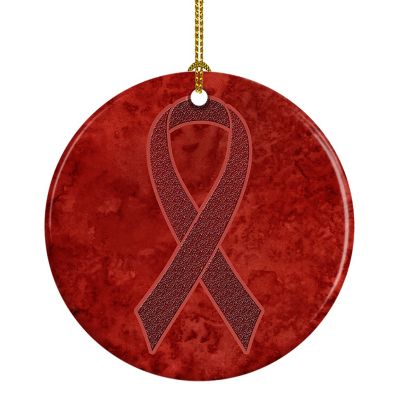 Caroline's Treasures, Ceramic Ornament, Burgundy Ribbon, Multiple Myeloma Cancer Awareness, 2.8x2.8 Image 1