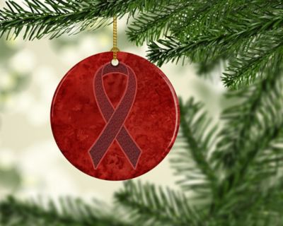 Caroline's Treasures, Ceramic Ornament, Burgundy Ribbon, Multiple Myeloma Cancer Awareness, 2.8x2.8 Image 1