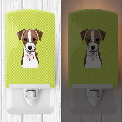 Caroline's Treasures Checkerboard Lime Green Jack Russell Terrier Ceramic Night Light, 4 x 6, Dogs Image 1