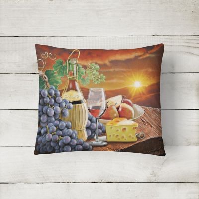 Caroline's Treasures Chianti, Pears, Wine and Cheese Canvas Fabric Decorative Pillow, 12 x 16, Drink Image 1