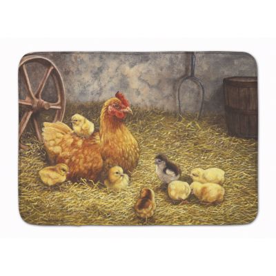 Caroline's Treasures Chicken Hen and Her Chicks Machine Washable Memory Foam Mat, 27 x 19, Farm Animals Image 1