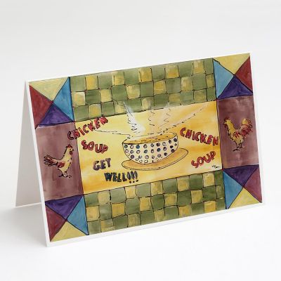 Caroline's Treasures Chicken Soup Get Well Greeting Cards and Envelopes Pack of 8, 7 x 5, Food Image 1
