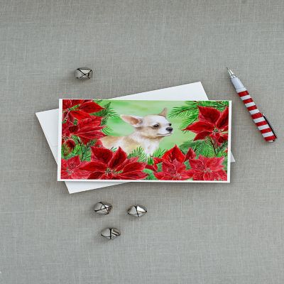Caroline's Treasures Chihuahua Leg up Poinsettas Greeting Cards and Envelopes Pack of 8, 7 x 5, Dogs Image 2