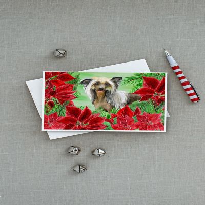 Caroline's Treasures Chinese Crested Poinsettas Greeting Cards and Envelopes Pack of 8, 7 x 5, Dogs Image 2