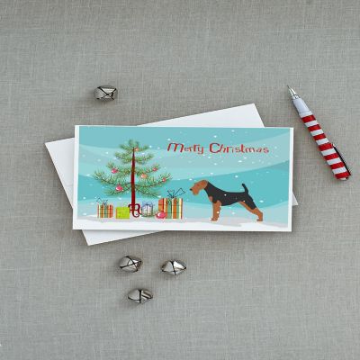 Caroline's Treasures Christmas, Airedale Terrier Merry Christmas Tree Greeting Cards and Envelopes Pack of 8, 7 x 5, Dogs Image 2