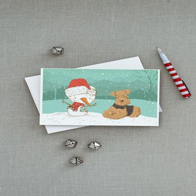 Caroline's Treasures Christmas, Airedale Terrier Snowman Christmas Greeting Cards and Envelopes Pack of 8, 7 x 5, Dogs Image 2
