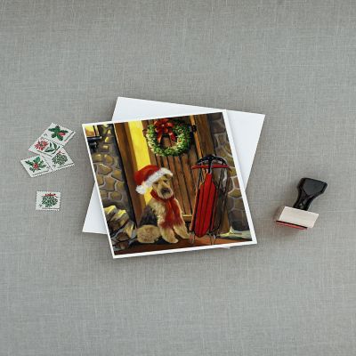 Caroline's Treasures Christmas, Airedale Welcome Home Christmas Greeting Cards and Envelopes Pack of 8, 7 x 5, Dogs Image 2