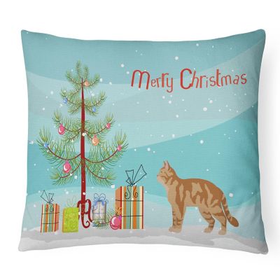 Caroline's Treasures Christmas, American Wirehair #2 Cat Merry Christmas Canvas Fabric Decorative Pillow, 12 x 16, Cats Image 1