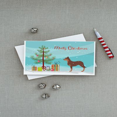 Caroline's Treasures Christmas, Australian Kelpie Dog Merry Christmas Tree Greeting Cards and Envelopes Pack of 8, 7 x 5, Dogs Image 2