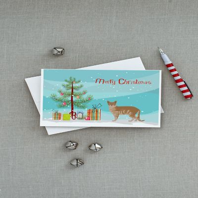 Caroline's Treasures Christmas, Australian Mist #1 Cat Merry Christmas Greeting Cards and Envelopes Pack of 8, 7 x 5, Cats Image 2