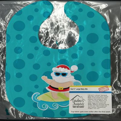 Caroline's Treasures Christmas, Beach Santa Claus Surfer #1 Baby Bib, 10 x 13, Nautical Image 1