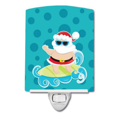 Caroline's Treasures Christmas, Beach Santa Claus Surfer #1 Ceramic Night Light, 4 x 6, Nautical Image 1