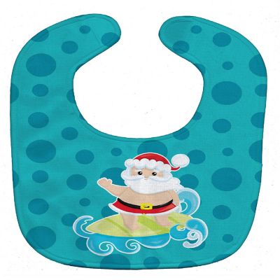 Caroline's Treasures Christmas, Beach Santa Claus Surfer #2 Baby Bib, 10 x 13, Nautical Image 1