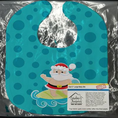 Caroline's Treasures Christmas, Beach Santa Claus Surfer #2 Baby Bib, 10 x 13, Nautical Image 1