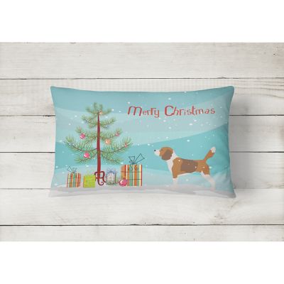 Caroline's Treasures, Christmas, Beagle Merry Christmas Tree Canvas Fabric Decorative Pillow, 12 x 16, Dogs Image 1