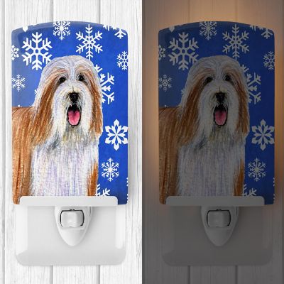 Caroline's Treasures Christmas, Bearded Collie Winter Snowflakes Holiday Ceramic Night Light, 4 x 6, Dogs Image 1