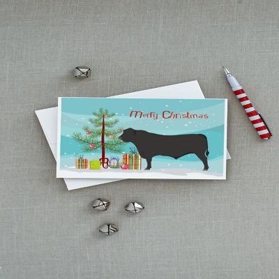 Caroline's Treasures Christmas, Black Angus Cow Christmas Greeting Cards and Envelopes Pack of 8, 7 x 5, Farm Animals Image 2