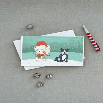 Caroline's Treasures Christmas, Black Staffie Snowman Christmas Greeting Cards and Envelopes Pack of 8, 7 x 5, Dogs Image 2