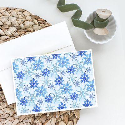 Caroline's Treasures Christmas, Blue Snowflakes Watercolor Greeting Cards and Envelopes Pack of 8, 7 x 5, Image 1
