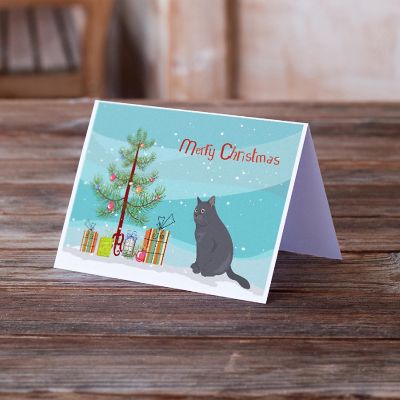 Caroline's Treasures Christmas, British Shorthair #1 Cat Merry Christmas Greeting Cards and Envelopes Pack of 8, 7 x 5, Cats Image 1