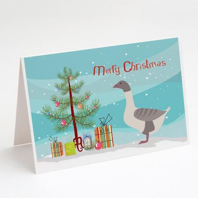 Caroline's Treasures Christmas, Buff Grey Back Goose Christmas Greeting Cards and Envelopes Pack of 8, 7 x 5, Birds Image 1