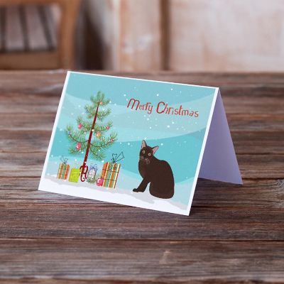 Caroline's Treasures Christmas, Burmese #1 Cat Merry Christmas Greeting Cards and Envelopes Pack of 8, 7 x 5, Cats Image 1