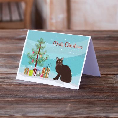 Caroline's Treasures Christmas, Burmese #2 Cat Merry Christmas Greeting Cards and Envelopes Pack of 8, 7 x 5, Cats Image 1