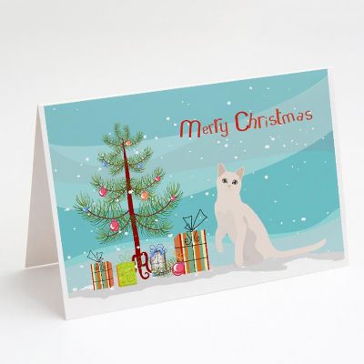 Caroline's Treasures Christmas, Burmilla #1 Cat Merry Christmas Greeting Cards and Envelopes Pack of 8, 7 x 5, Cats Image 1