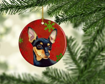 Caroline's Treasures, Christmas Ceramic Ornament, Dogs, Miniature Pinscher, 2.8x2.8 Image 1