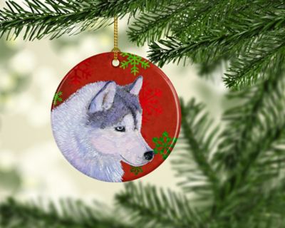 Caroline's Treasures, Christmas Ceramic Ornament, Dogs, Siberian Husky, 2.8x2.8 Image 1
