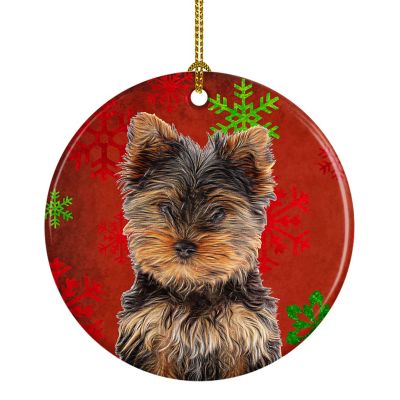 Caroline's Treasures, Christmas Ceramic Ornament, Dogs, Yorkshire Terrier, 2.8x2.8 Image 1