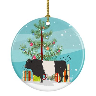 Caroline's Treasures, Christmas Ceramic Ornament, Farm Animals, Belted Galloway Cow, 2.8x2.8 Image 1