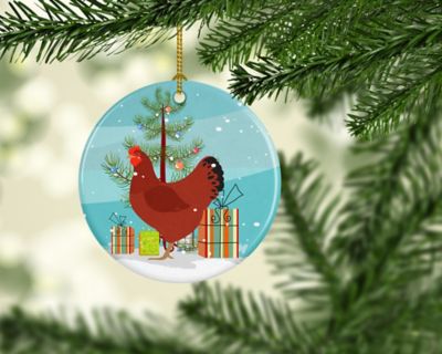 Caroline's Treasures, Christmas Ceramic Ornament, Farm Animals, New Hampshire Red Chicken, 2.8x2.8 Image 1