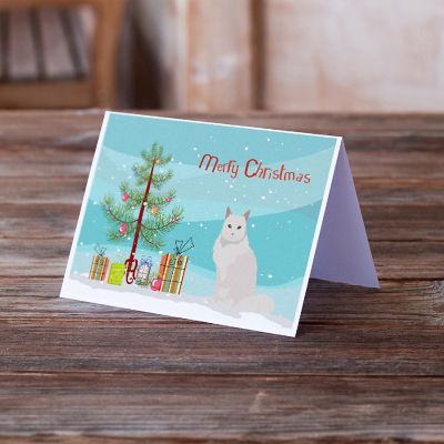 Caroline's Treasures Christmas, Chantilly Tiffany Cat Merry Christmas Greeting Cards and Envelopes Pack of 8, 7 x 5, Cats Image 1