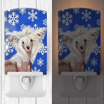 Caroline's Treasures Christmas, Chinese Crested Winter Snowflakes Holiday Ceramic Night Light, 4 x 6, Dogs Image 1