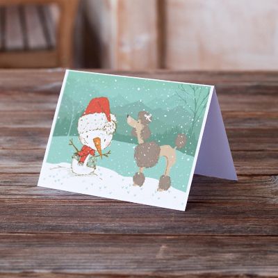 Caroline's Treasures Christmas, Chocolate Poodle Snowman Christmas Greeting Cards and Envelopes Pack of 8, 7 x 5, Dogs Image 1