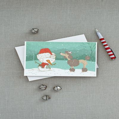 Caroline's Treasures Christmas, Chocolate Poodle Snowman Christmas Greeting Cards and Envelopes Pack of 8, 7 x 5, Dogs Image 2