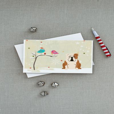 Caroline's Treasures Christmas, Christmas Presents between Friends English Bulldog - Fawn and White Greeting Cards and Envelopes Pack of 8, 7 x 5, Dogs Image 2