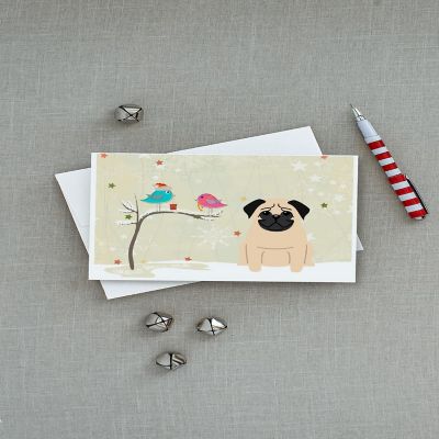 Caroline's Treasures Christmas, Christmas Presents between Friends Pug - Fawn Greeting Cards and Envelopes Pack of 8, 7 x 5, Dogs Image 2