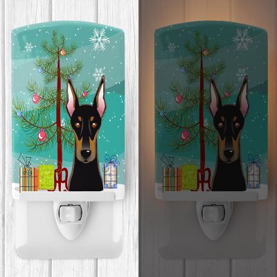 Caroline's Treasures Christmas, Christmas Tree and Doberman Ceramic Night Light, 4 x 6, Dogs Image 1