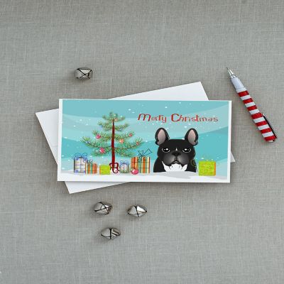 Caroline's Treasures Christmas, Christmas Tree and French Bulldog Greeting Cards and Envelopes Pack of 8, 7 x 5, Dogs Image 2