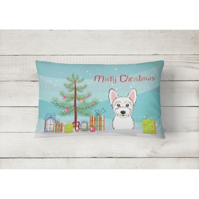 Caroline's Treasures, Christmas, Christmas Tree and Westie Canvas Fabric Decorative Pillow, 12 x 16, Dogs Image 1
